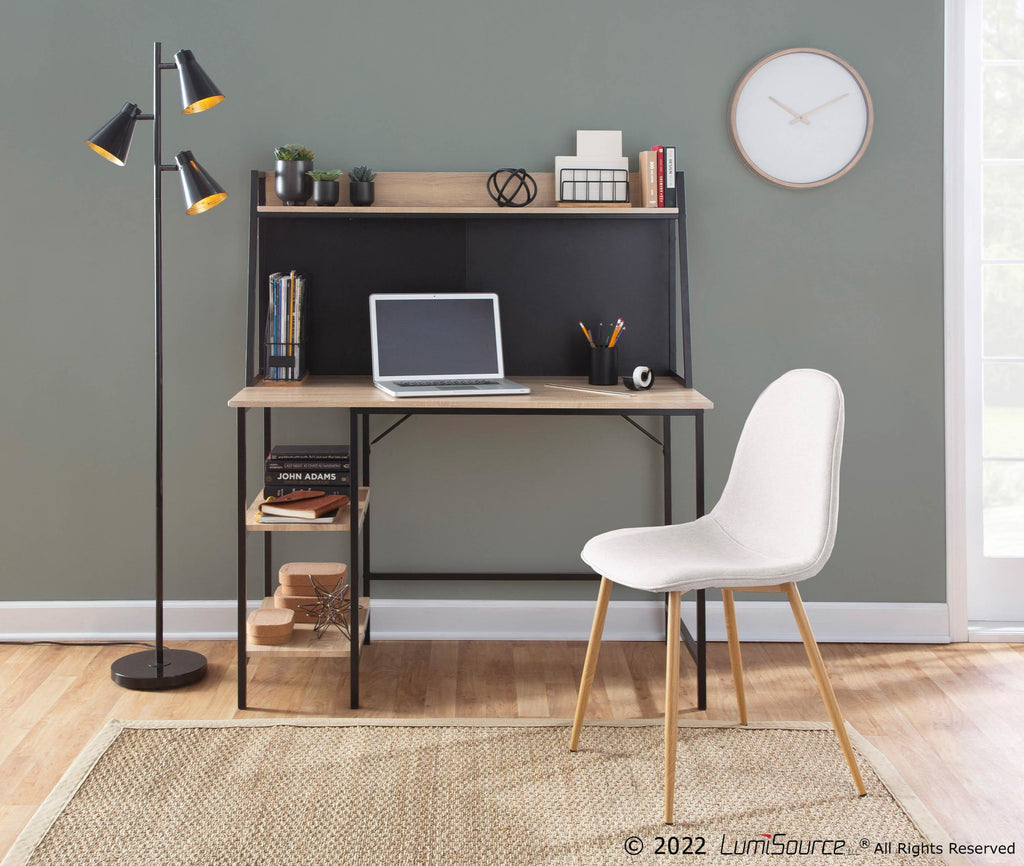 Geo Shelf Desk - Black Steel, Natural MDF