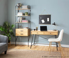 Lean Bookcase - Black Metal, Brown Wood