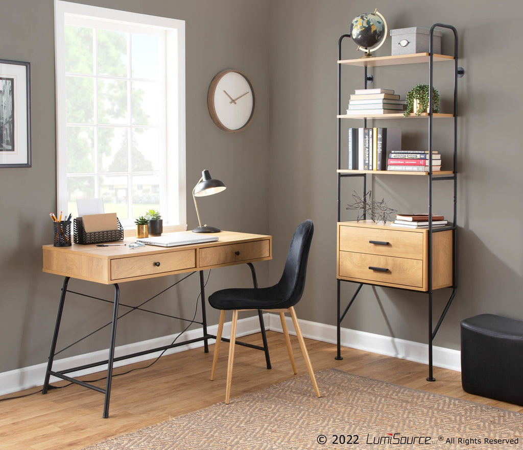Lean Bookcase - Black Metal, Brown Wood