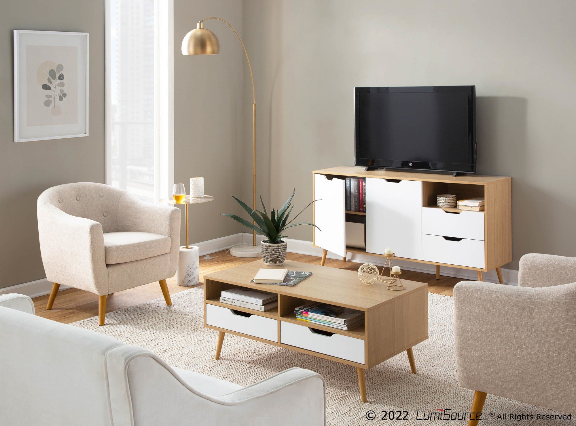 Astro Coffee Table - Natural Wood, White Wood