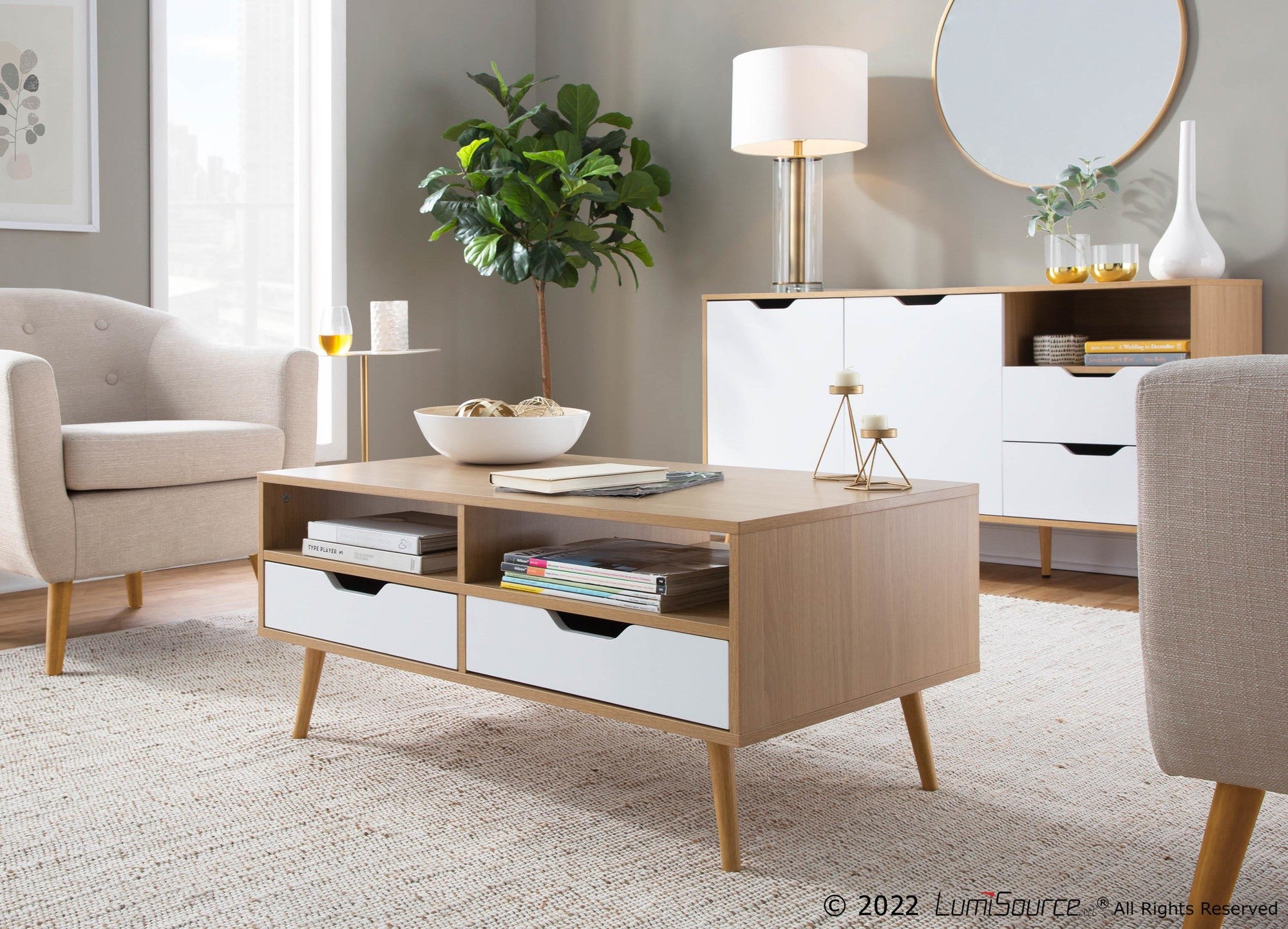 Astro Coffee Table - Natural Wood, White Wood