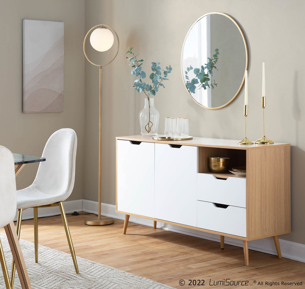 Moon Floor Lamp - Gold Metal, Frosted Glass