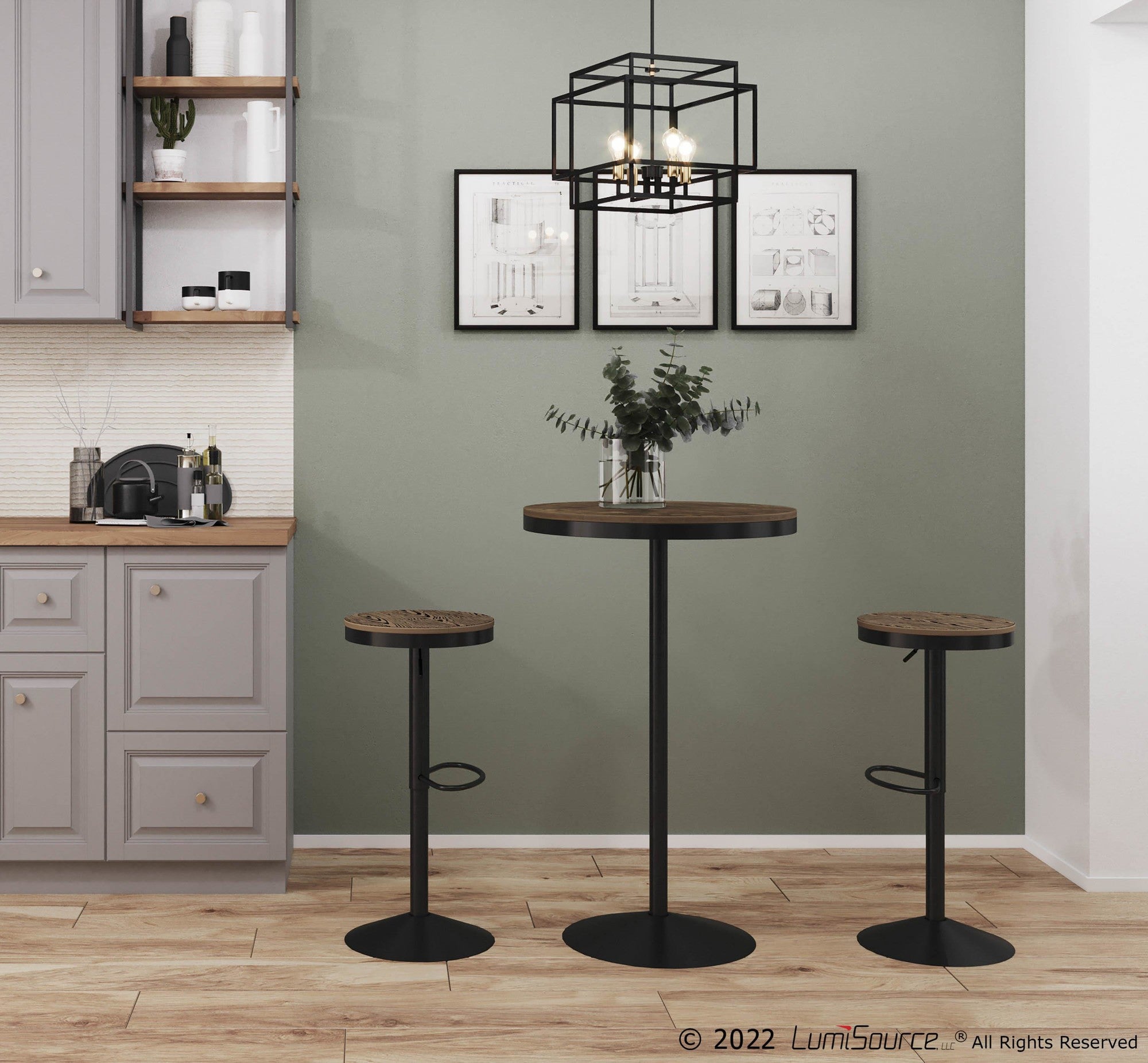 Dakota Bar Table - Black Metal, Bamboo