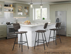 Foundry 30" Fixed-Height Barstool - Set of 2 - Black Metal, Grey PU, Grey Zig Zag Stitching