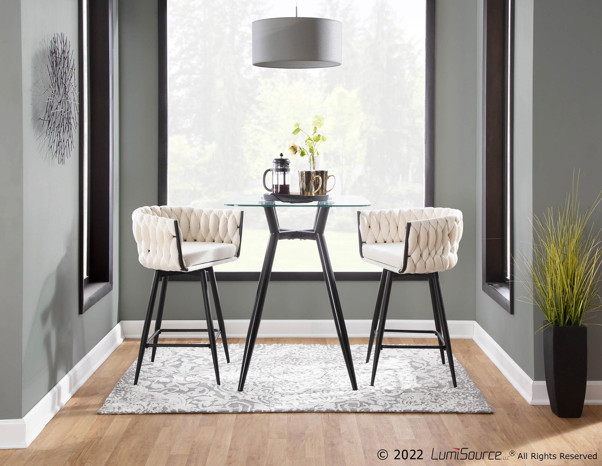 Clara Square Counter Table - Black Metal, Clear Glass