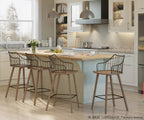 Winston 26" Fixed-Height Counter Stool - Whitewashed Wood, Antique Copper Metal