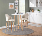 Ahoy 26" Fixed-Height Counter Stool - Set of 2 - Zebra Wood, Chrome, Cream Fabric