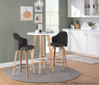 Ahoy 26" Fixed-Height Counter Stool - Set of 2 - Zebra Wood, Chrome, Charcoal Fabric