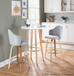 Ahoy 26" Fixed-Height Counter Stool - Set of 2 - Zebra Wood, Chrome, Light Grey Fabric