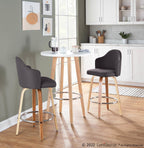 Ahoy 26" Fixed-Height Counter Stool - Set of 2 - Zebra Wood, Chrome, Charcoal Fabric