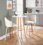 Ahoy 26" Fixed-Height Counter Stool - Set of 2 - Zebra Wood, Chrome, Cream Fabric