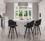 Ahoy 26" Fixed-Height Counter Stool - Set of 2 - Black Wood, Chrome, Charcoal Fabric