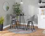 Ahoy 26" Fixed-Height Counter Stool - Set of 2 - Black Wood, Gold Metal, Grey Fabric