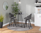Ahoy 26" Fixed-Height Counter Stool - Set of 2 - Black Wood, Chrome, Charcoal Fabric