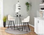 Ahoy 26" Fixed-Height Counter Stool - Set of 2 - Black Wood, Chrome, Cream Fabric