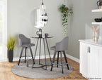 Ahoy 26" Fixed-Height Counter Stool - Set of 2 - Black Wood, Chrome, Grey Fabric