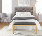 Braided Matisse Headboard - Black Metal, Grey Fabric