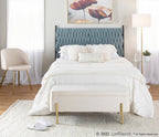 Braided Matisse Headboard - Black Metal, Blue Fabric