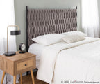 Braided Matisse Headboard - Black Metal, Grey Fabric