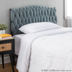Braided Matisse Twin Headboard - Black Metal, Blue Fabric