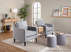 Tray Nesting Ottoman Set - Grey Fabric, Natural Wood