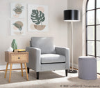 Tray Nesting Ottoman Set - Grey Fabric, Natural Wood