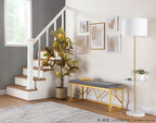 Folia Metal Bench - Gold Steel, Grey Velvet