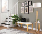 Cosmo Shelf Floor Lamp - White Marble, Gold Metal, White Linen
