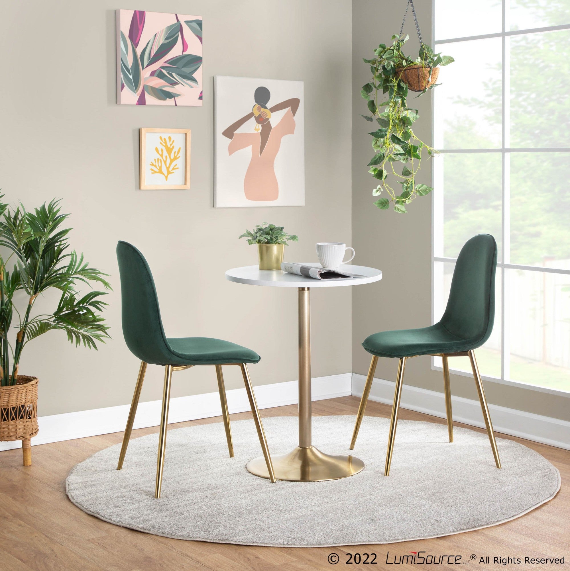 Pebble Table - Gold Metal, White Mdf