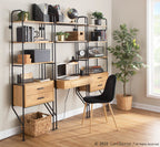 Lean Bookcase - Black Metal, Brown Wood