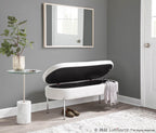 Chloe Storage Bench - Chrome, White PU