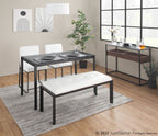 Display Console Table - Black Steel, Walnut Wood, Clear Glass
