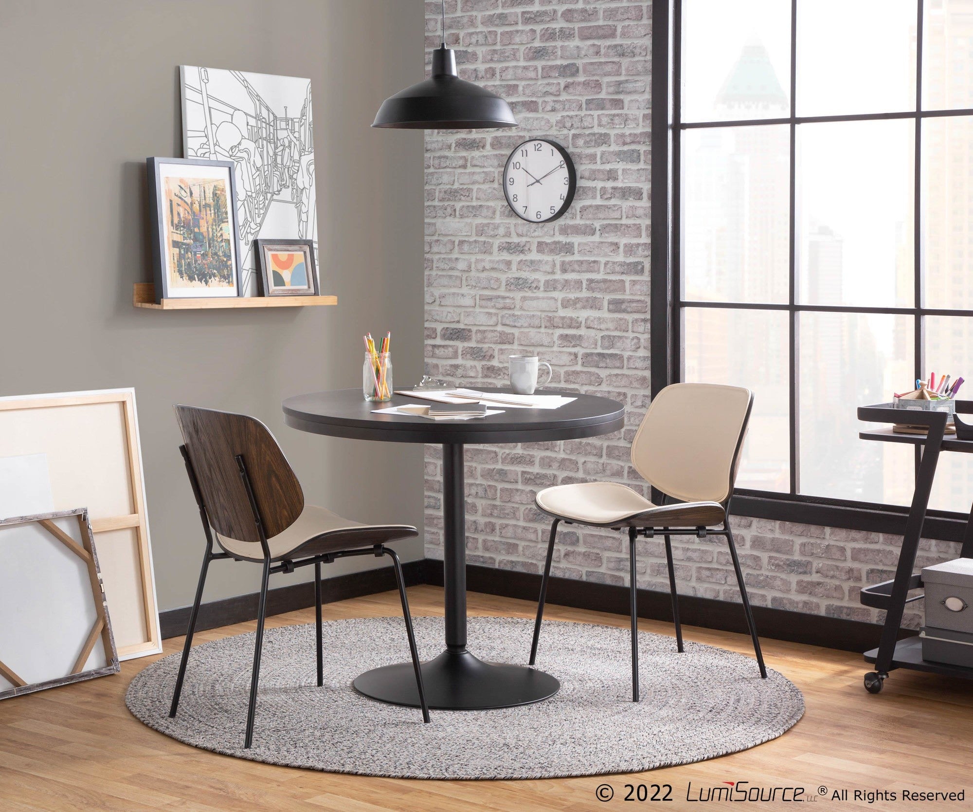 Dakota Dining Table - Black Steel, Black Wood