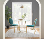 Keyhole Dining Chair - Set of 2 - Gold Metal, Green Velvet