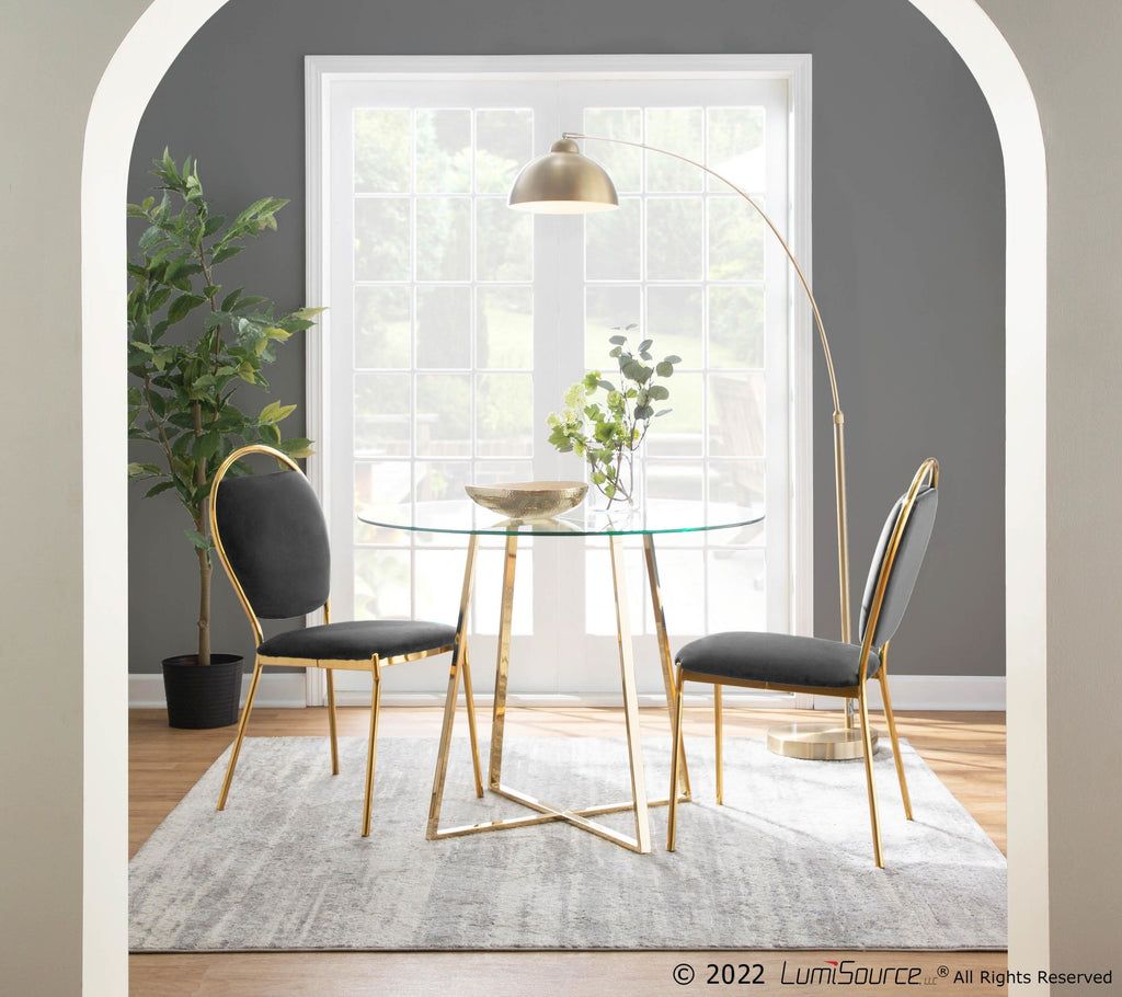 Keyhole Dining Chair - Set of 2 - Gold Metal, Black Velvet