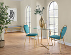 Keyhole Dining Chair - Set of 2 - Gold Metal, Green Velvet