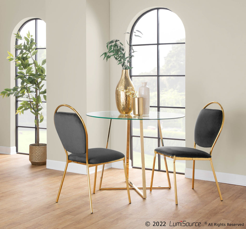 Keyhole Dining Chair - Set of 2 - Gold Metal, Black Velvet