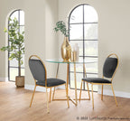 Keyhole Dining Chair - Set of 2 - Gold Metal, Black Velvet