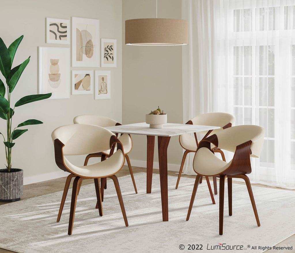 Curvo Chair - Walnut Wood, Cream Fabric