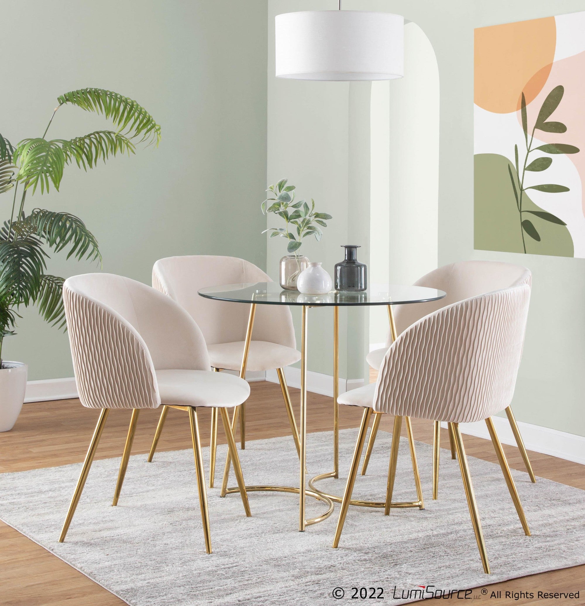 Cece Dinette Table - Gold Steel, Clear Glass