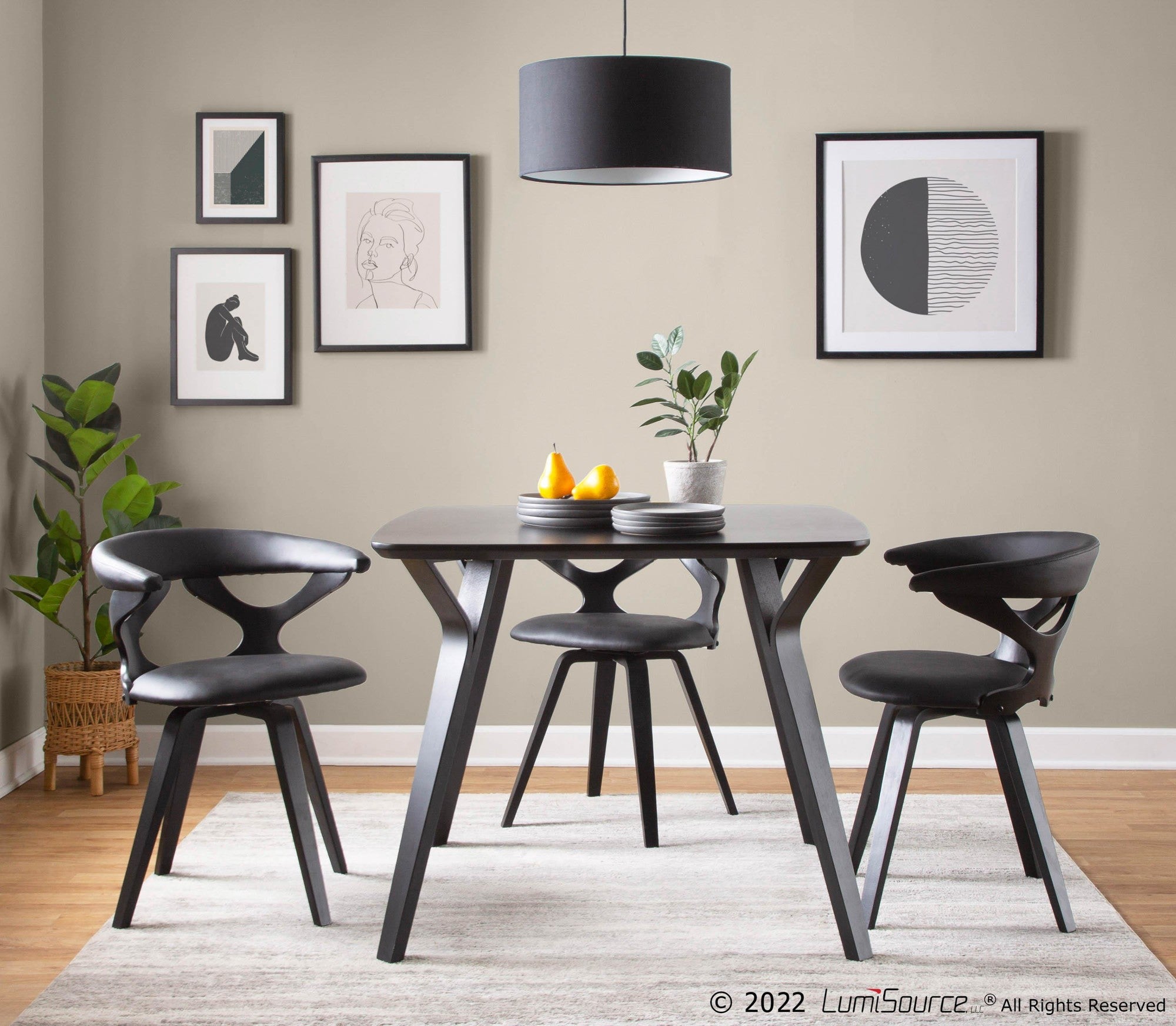 Gardenia Chair - Black Wood, Black PU