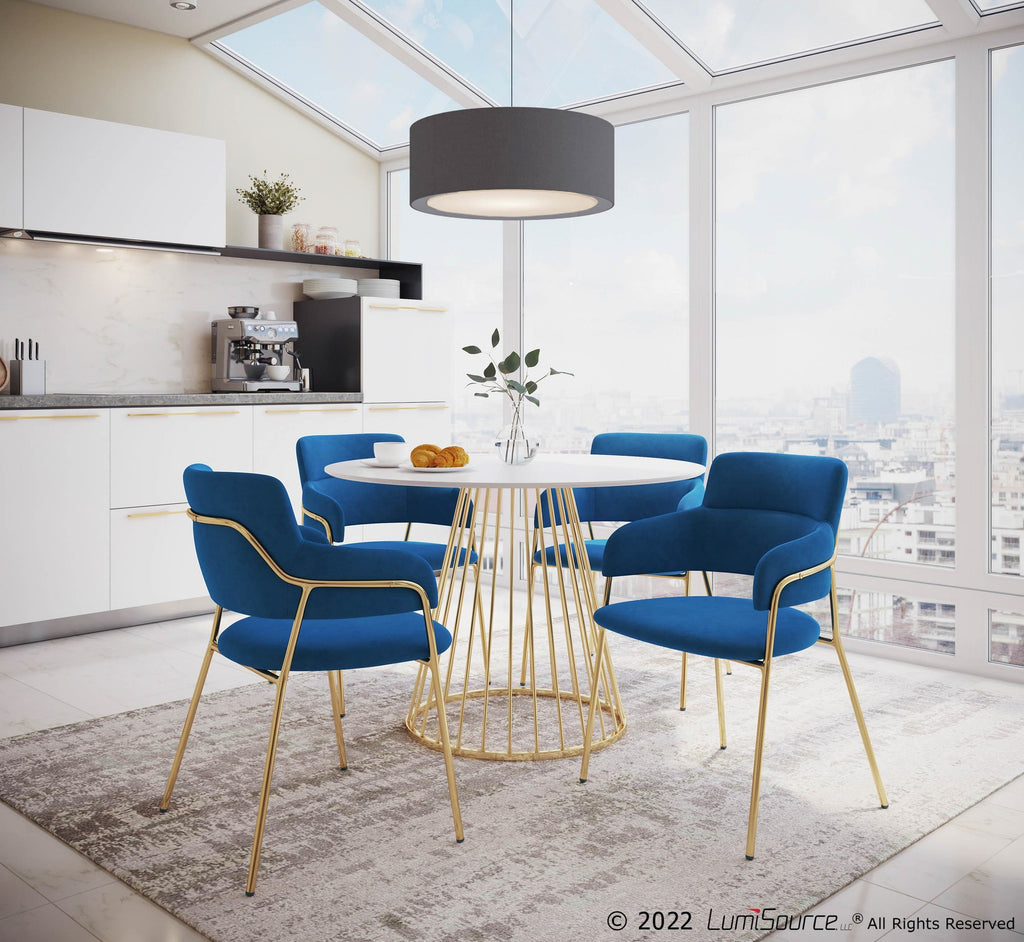 Napoli Chair - Set of 2 - Gold Metal, Blue Velvet