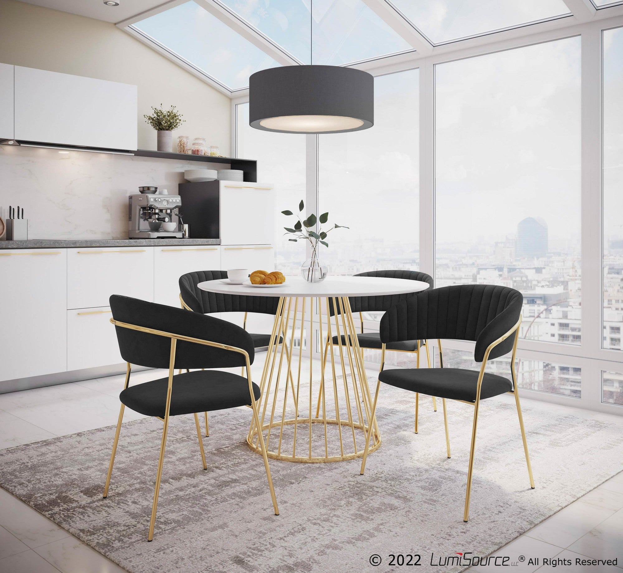 Napoli Chair - Set of 2 - Gold Metal, Black Velvet