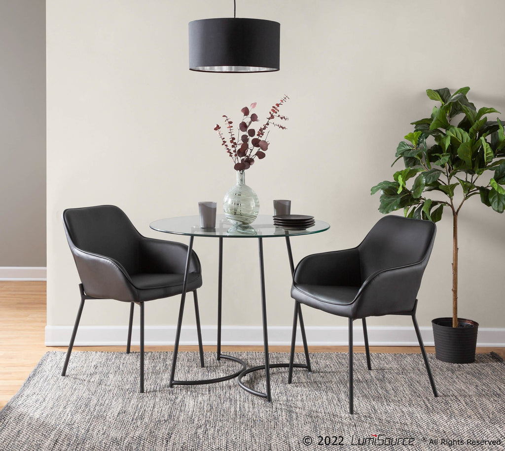 Cece Dinette Table - Black Steel, Clear Glass