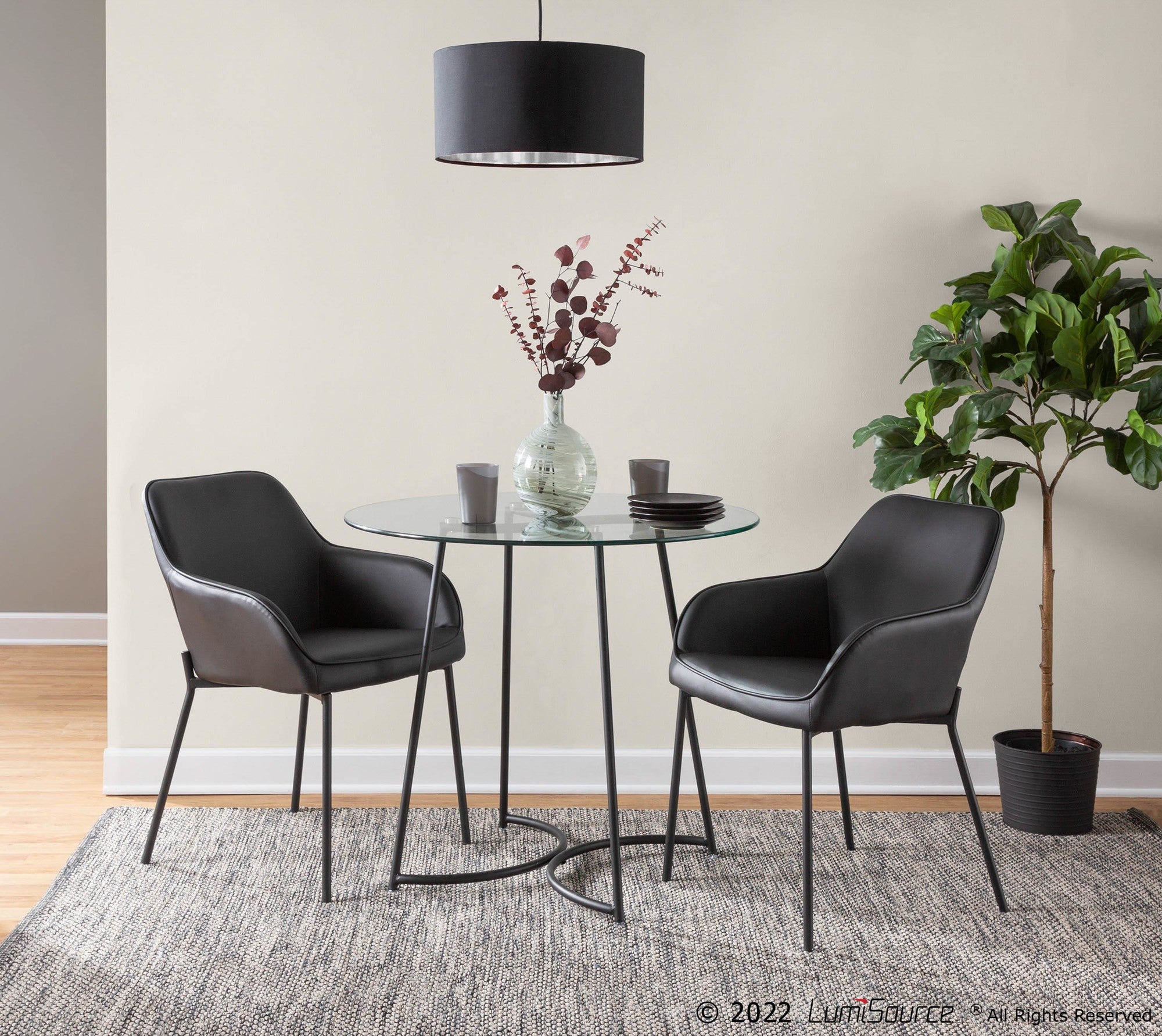 Cece Dinette Table - Black Steel, Clear Glass