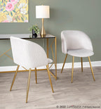 Fran Pleated Waves Chair - Set of 2 - Gold Metal, Silver Velvet