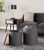 Tray Nesting Ottoman Set - Charcoal Fabric, Natural Wood