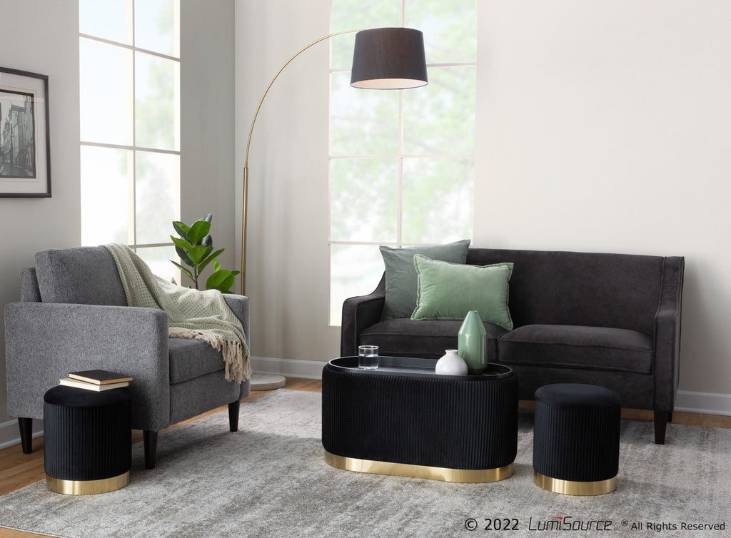 March Floor Lamp - White Marble, Antique Brass Metal, Black Linen