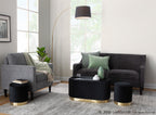 March Floor Lamp - White Marble, Antique Brass Metal, Black Linen
