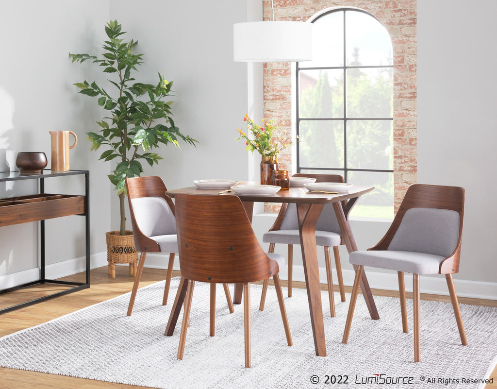 Anabelle Chair - Walnut Wood, Grey Fabric